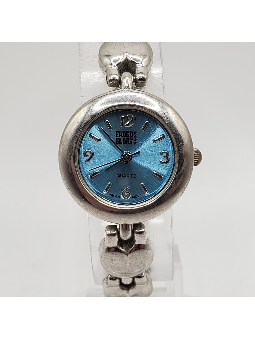 Faded Glory Quartz Watch Womens 22mm Blue Dial Silver Tone New Battery